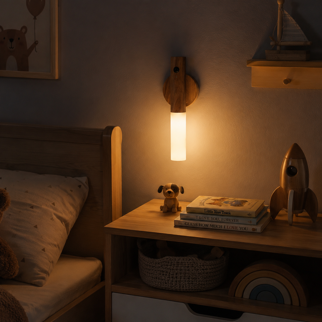 Wood Magnetic Motion Sensor Light